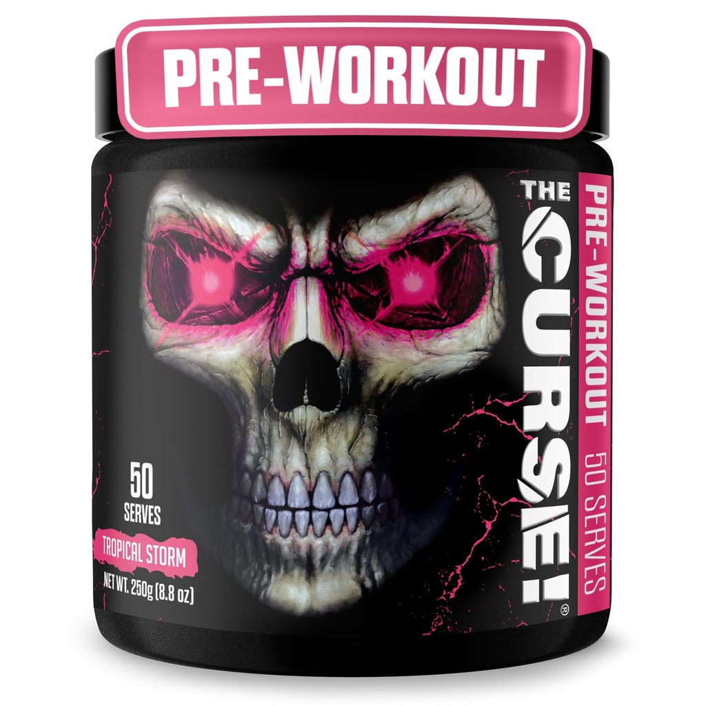 JNX SPORTS A Maldição! Pó pré-treino para homens e mulheres, cafeína, Beta-Alanine, Creatina, L-Citrulina, 50 Servings, Tempestade Tropical Flavor – Aumentar a Energia, Força e Foco