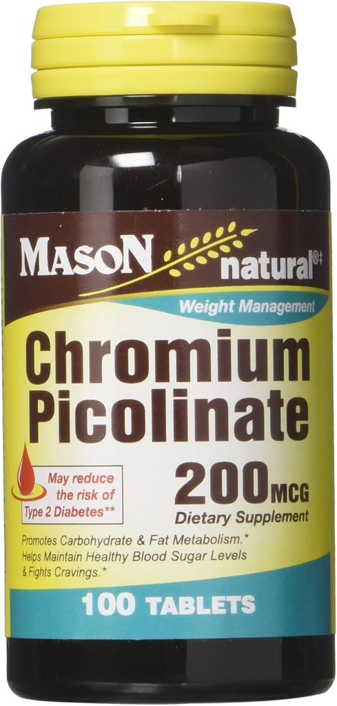 Mason Vitaminas Chromium Picolinate Comprimidos, 60 Contagem