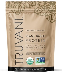 Truvani Vegan proteína de ervilha em pó, chocolate manteiga de amendoim, 20g de proteína baseada vegetal orgânica, 10 Servings, Keto, Gluten & Dairy Free, baixo carboidrato, não adicionado de açúcar