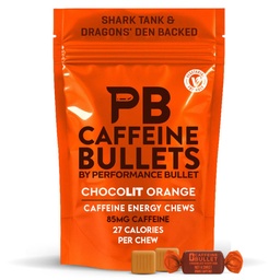 Caffeine Bullet Energy Chews - Chocolate Laranja. 40 * 85mg - Kick mais rápido do que pílulas, géis e goma. Ciência do esporte para correr, ciclismo, jogos e um pré-treino Endurance Boost.