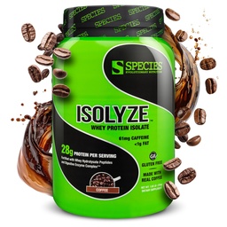 Espécie Nutrição Isolyze Whey Protein Powder, 100% Whey Isolate para construção muscular, 27,5g Protein Per Scoop, No Sugar & Low Fat (Café, 22 Servings)