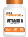 BulkSuplements.com Vitamina A 25000 UI Softgels - Suplemento de vitamina A, como Palmitato de Retinil, para suporte de olho e imune - sem glúten, 1 Softgel por serviço, 365 Count (Pacote de 1)