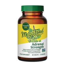 Força Adrenal MegaFood - Suplementos de Suporte Adrenal com Ashwagandha e Magnésio Glicinato, Vitamina C, Santo Basílio, Astragalus, Reduz Níveis de Cortisol - Vegetariano - 60 Comprimidos (30 Servimentos)