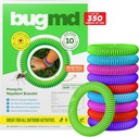 Pulseiras de mosquito BugMD 10 Pack, bandas livres de DEET para adultos e crianças, pulseiras Citronella natural & impermeável para acampar, Caminhadas, Praia, Viagens & Essentials ao ar livre
