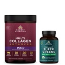 Nutrição antiga Multi Colágeno Pó Avançado Cleanse & Detox, Sem sabor, 36 Servings + Organic Super Greens Tablet 90 Contagem