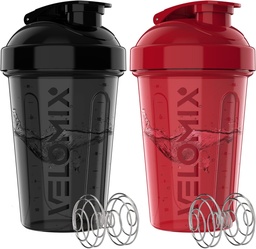 VELOMIX -2 Embalagem- 20 oz Garrafas de Agitação de Proteínas para Misturas de Proteínas - 2x Wire Whisk □ Leak Proof Shaker Cups for Protein Shakes and Pre Treinout
