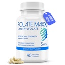 FolatoMaxx L-Metilfolato 5mg, 90 cápsulas – Doutor Formulado Folato Metil Suplemento para Mulheres e Homens – Alta potência 5-MTHF para energia, humor e foco – Não-GMO, sem glúten (3-mês de fornecimento)