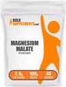 BulkSuplementos.com Magnésio Malato Pó - Suplementos de Magnésio, alta biodisponibilidade - Sem sabor e sem glúten, 2,5g por serviço, 100g (3,5 oz) (Pack of 1)
