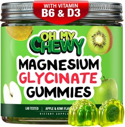 Centro-cheio de magnésio Glicinate Gummies 400MG - alta absorção para crianças, adolescentes e adultos - Suplemento para dormir, calma & relaxamento muscular com B6 & D3 - Gluten Free & Vegan Friendly - 60 Contagem