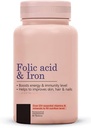 Ácido Fólico & Suplementos de ferro Suporta gravidez Produção de ferro Reduz a queda de cabelo para homens e mulheres Vegan– 60 comprimidos