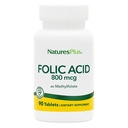 Naturezas Plus Ácido Fólico (Metilfolato) - 800 mcg, 90 Tablets Vegan - Suporta Crescimento de Tecido Saudável - Vegetariano, Sem Glúten - 90 Servimentos