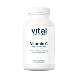 Vital Nutrientes Vitamina C 1000mg (100% Ácido Ascórbico Puro) Suplemento Vegan Antioxidante para Suporte Imune e Absorção de Ferro* .