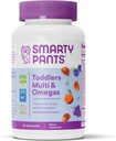 SmartyPants Chummies Multivitamin Gummies: Ómega 3 Fish Oil (EPA/DHA), Vitamina D3, C, Vitamina B12, B6, A, K & Zinc, Biotina, Beta Caroteno, Gluten Free, Três sabores de frutas, 90 contagem (30 dias de fornecimento)