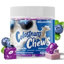 Bovine Colostrum Chews Suplemento com probióticos para Gut Health, Bloating, Imune Support, Pele, Crescimento do cabelo e beleza - Blueberry Flavor (60 Servings)