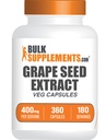 BulkSuplements.comgrape Seed Extract Cápsulas - Suplemento de sementes de uva, Suplemento antioxidante - Vegan, 2 Cápsulas por serviço, 360 Contagem (Pacote de 1)