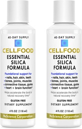 Cellfood Essential Silica Anti-Aging Formula, 4 fl oz, 2 Pack - Suporta ossos saudáveis, articulações, cabelo, pele, unhas, dentes e gengivas - Fácil de absorver - Gluten Free, Thiaminase Livre, Não-GMO - 80 dias de fornecimento