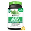 Zenwise Saúde Vegan Omega 3 Suplemento - Arroto Omega 3 Suplemento com DHA, EPA & DPA ácidos gordos para a saúde imune - óleo de peixe alternativa de óleo de algas marinhas de origem sustentável - 120 Softgels