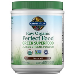 Jardim da vida Raw Organic Perfect Food Green Superfood Juiced Greens Pó - Chocolate, 30 Servings - Non-GMO, Gluten Free, Vegan Whole Food Dietary Supplement, Plus Probióticos & Enzimas
