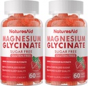 Magnésio Glicinato Gummies 1000mg - Suplemento de magnésio de potássio sem açúcar com vitamina D, B6, CoQ10 para calma humor e suporte ao sono - 120 chicletes de morango -2 Pack