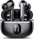 Earbuds sem fio, Bluetooth 5.3 Auscultadores Big Bass Stereo, Orelha Buds com ruído Cancelando microfone LED Display, em fones de ouvido IP7 impermeável, 50H Playtime para esportes, Preto