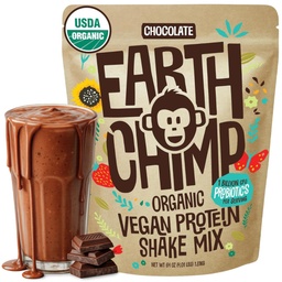 TerraChimp Organic Vegan Protein Powder - com Probióticos - Não OGM, Dairy Free, Não Whey, Planta Based Protein Powder for Women and Men, Gluten Free - 52 Servings, 64 Oz (Chocolate)