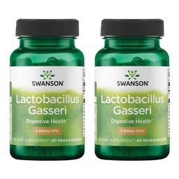 Swanson Lactobacillus Gasseri - Suplemento Probiótico Suportando Saúde Digestiva com 3 bilhões de UFC - Design-Release Satiety & Fat Metabolismo Suporte - (60 Cápsulas Vegetais) 2 Garrafas