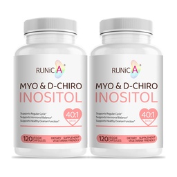 Myo-Inositol & D-Chiro Inositol Suplemento para Mulheres - Razão ideal 40:1 -Suporte equilíbrio hormonal feminino & fertilidade & saúde ovariana - Vegan cápsulas de pó - 60-Dia de fornecimento
