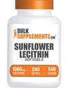 BulkSupplements.com Lecitina de girassol Softgels - Suplemento de lecitina, Lecitina de girassol 1080mg - Suporte de Vitalidade, Glúten, 1 Softgel por serviço, 240 contagem (Pacote de 1)