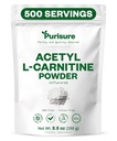 Purisure Acetil L-Carnitina em pó, 250g, ALCAR Pó, Suplemento Aminoácido, Suplemento Acetil L-Carnitina para melhor desempenho cognitivo e resistência muscular, sem glúten, não-GMO, 500 Servings