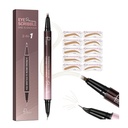 2-em-1 Caneta de sobrancelha curvada e Eyeliner com 10Pcs Stencils Brow, Lápis de Sobrancelha de Microblading com 4 pontas de garfo e pontas precisas curvas, Lápis de sobrancelha impermeável e duradouro para mulheres, Loira leve