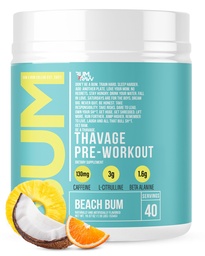 RAW Pré Treino em Pó, Thavage (Beach Bum) - Chris Bumstead Sports Nutrition Supplement for Men & Women - Cbum Pré Exercício para Trabalhar, Hidratação, Mental Focus & Energy - 40 Servings