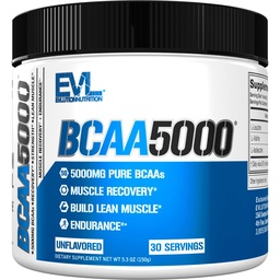 Evluition EVL BCAAs Aminoácidos Pó - BCAA pó pós treino Recuperação Drink and Stim Free pré treino Energia - 5g ramificado cadeia Aminoácidos Suplemento para homens - sem sabor