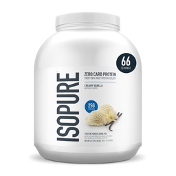 Isopure Zero Carb 100% Puro Whey Isolate Protein Powder, Lactose Free, Gluten Free, Com vitaminas, Creamy Vanilla, 25g Protein Per Serving, 4,5 Lbs, 66 Servings (Packaging May Vary)