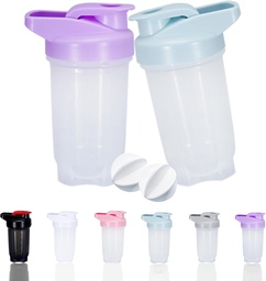 Copo de Agitação Proteica de Garrafa Agitante e Garrafa de 10-Onça/300ML Shaker-Bottle com Bolas de Whisk, Protein Shaker- Garrafas Conjunto, plástico não-BPA (Bule+Purple(2PCS))