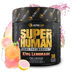 ALPHA LION Core Pré-treino com Creatina para Desempenho, Beta Alanine para Músculo, L-Citrulina para Bomba & Cafeína Tri-Fonte para Energia Mantida (30 Servings, King Limonade Flavor)