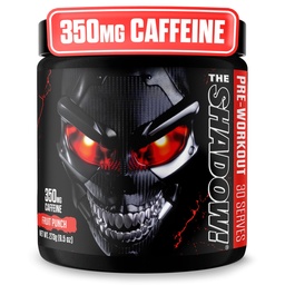JNX SPORTS The Shadow! 350mg de Caffeine Hard Core Pré-treino - Fruit Punch 30 Servings □ Energia Elétrica, Mental Focus & Força Super-humana para homens e mulheres