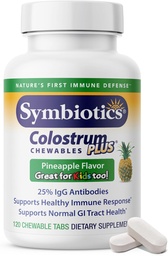 Simbióticos Colostrum 120ct Chewables Plus - Suporte Imunidade para Adultos e Crianças - Suplemento de Lactoferrina e Proteína de Colostrum - Suporta Digestion & Gut - 25% IgG Anticorpos, Gluten Free - Abacaxi