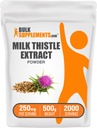 BulkSupplements.com Extrato de cardo de leite em pó - Suplemento de ervas, Suplemento de cardo de leite - sem glúten, 250mg por serviço, 500g (1.1 lbs) (Pacote de 1)