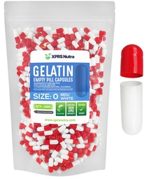 XPRS Nutra Tamanho 0 Cápsulas vazias - 1000 Count Cápsulas de Gelatina Vazias - Comprimidos DIY Cápsula Preenchimento - Pure Bovine Pill Gel Caps para Do-It-Yourself Suplementos (Vermelho/Branco)