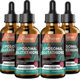 2000MG Gotas Lipossômicas de Glutationa Líquidas, Ultra Alta Absorção, Destoxificação Natural, Sistema Imune & Suprot de Pele*, L-Glutationa, Vitamina C & Ácido Hialurônico, Cápsulas Alternativas, 8.08 OZ