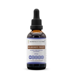 Segredos da Tribe Bilberry Fruit Alcohol-Free Liquid Extract, Bilberry (Vaccinium Myrtillus) Seco Fruit Tinture Supplement (2 FL OZ)