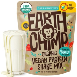TerraChimp Organic Vegan Protein Powder - com Probióticos - Não OGM, Leite Livre, Não Whey, Planta Based Protein Powder for Women and Men, Gluten Free - 52 Servings 64 Oz (Plain & Undoced) No Scoop