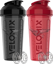 VELOMIX -2 Pack- 28 oz Protein Shaker Garrafas para Misturas de Proteínas - 2x Wire Whisk - Copos de Shaker à Prova de Vazamento para Agitação de Proteínas