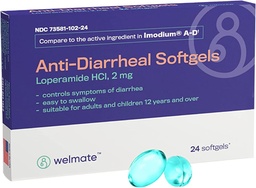 WELMATE - Anti-Diarreia Softgels (24 Softgels) - Loperamida HCL 2 mg - Diarrhea Symptom Reliever - Anti Diarrhea Pills - Over-The-Counter Medication