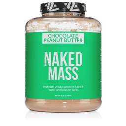 Massa Vegan NAKED - Manteiga de amendoim de chocolate - 1,290 Calorias, Nada Artificial, Tudo Natural Chocolate PB peso Gainer Proteína Pó, Não-GMO, Soja e Glúten Grátis - 8LB Bulk - 11 Servings