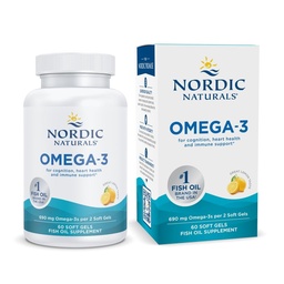 Nórdico Naturals Omega-3, sabor limão - 60 géis macios - 690 mg Omega-3 - óleo de peixe - EPA & DHA - suporte imunológico, saúde do cérebro e coração, bem-estar ideal - Não-GMO - 30 Servings