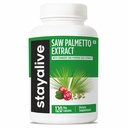 STAY LIVE Saw Palmetto Extract Cápsulas w/Cranberry & Pumpkin Seed Oil, 120 comprimidos Vegan para cabelo, U.T & Próstate, Pura serra Palmetto Palmetto para homens e mulheres, Não-GMO, Suplemento de sementes de abóbora sem glúten