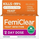 FemiClear Dose de 2 dias Infecção de levedura e coceira de controle de mingau, para sintomas moderados a intensos, feitos com Ingredientes todo-naturais e orgânicos, além de unção externa anti-coceira para o cuidado calmante
