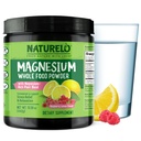 NATURELO Magnésio em pó - Alimentos inteiros Calm Magnésio em pó com Quinoa, Couve-flor, & Sementes de linho para alívio de estresse, Framboesa limão 85 Servings, 15 onças