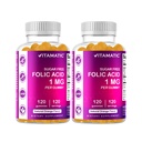 Vitamatic Folic Acid Gummies 1000 mcg (1 mg) - um essencial vitaminas pré-natais para mamãe e bebê - Vitamina B9-120 Vegan Gummies (2)